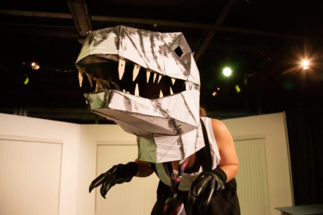 Danielle Gallo as Raptor in ‘Enron.’ Photo by Ryan Maxwell Photography.