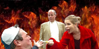 Michael Donahue as the Interrogator, William Bodie as Bobby Gould and Lindsey June as Glenna. Photo by Thomas Udlock.