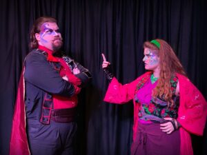 Oberon (Spencer Pilcher) and Titania (Megan Fraedrich) in 'A Midsummer Night's Dream' by Britches and Hose Theatre Company. Photo courtesy of Britches & Hose Theatre Company.