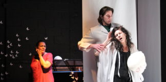 Elizabeth Mondragon, Erik Grendahl, and Maribeth Diggle in IN Series' production of 'Butterfly.' Photo by Brian J. Shaw.