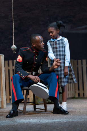 Justin Weaks as Cory Maxson and Mecca Rogers as Raynell Maxson in 'Fences' at Ford's Theatre. Photo by Scott Suchman.