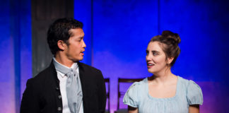 Jacob Yeh and Katelyn Manfre in “Pride and Prejudice” at NextStop Theatre Company. Photo by Lock and Company.