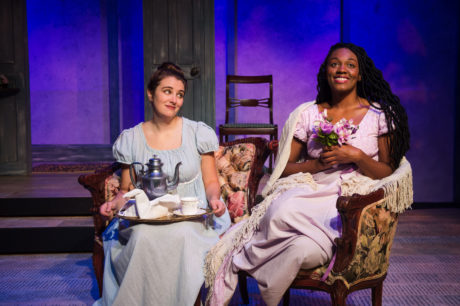 Katelyn Manfre and Renea Brown in “Pride and Prejudice” at NextStop Theatre Company. Photo by Lock and Company.