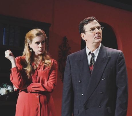 Jaclyn Robertson as Vera Claythorne and Chris Persil as Thomas Rogers in 'And Then There Were None.' Photo courtesy of Providence Players of Fairfax.