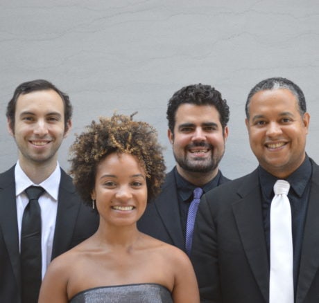 The Harlem Quartet - Cellist Felix Umansky, Violinist Melissa White, Violist Jaime Amador, Violinist Ilmar Gavilan. Photo by Amy Schroeder.
