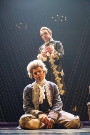 Salieri (Ian Merrill Peakes) tries to reason with his musical rival, Mozart (Samuel Adams) in 'Amadeus' at Folger Theatre. Photo by C. Stanley Photography.
