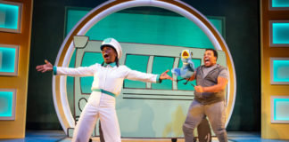 Felicia Curry and Christopher Michael Richardson in 'Don't Let the Pigeon Drive the Bus! (The Musical!)' at The Kennedy Center. Photo by Jeremy Daniel.