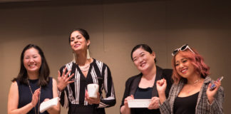 Jenna Zhu, Shanta Parasuraman, Narea Kang, and Diana Huey in 'White Pearl.' Photo by Teresa Wood.