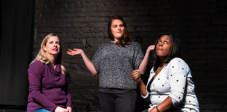 Molly Murchie, Donna Steele, and Krystal Ramseur perform with Washington Improv Theater's Hellcat. Photo by Jeff Salmore.