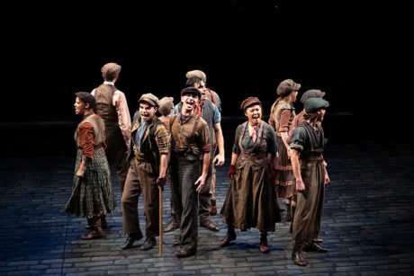 The cast of Disney’s ‘Newsies,’ playing through December 29 at Arena Stage. Photo by Margot Schulman.