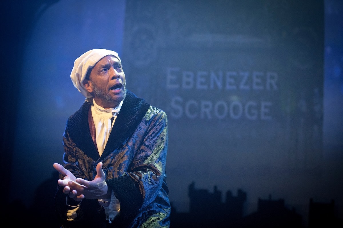 Dexter Hamlett as Ebenezer Scrooge in 'A Christmas Carol' at Annapolis Shakespeare Company. Photo by Joshua McKerrow.