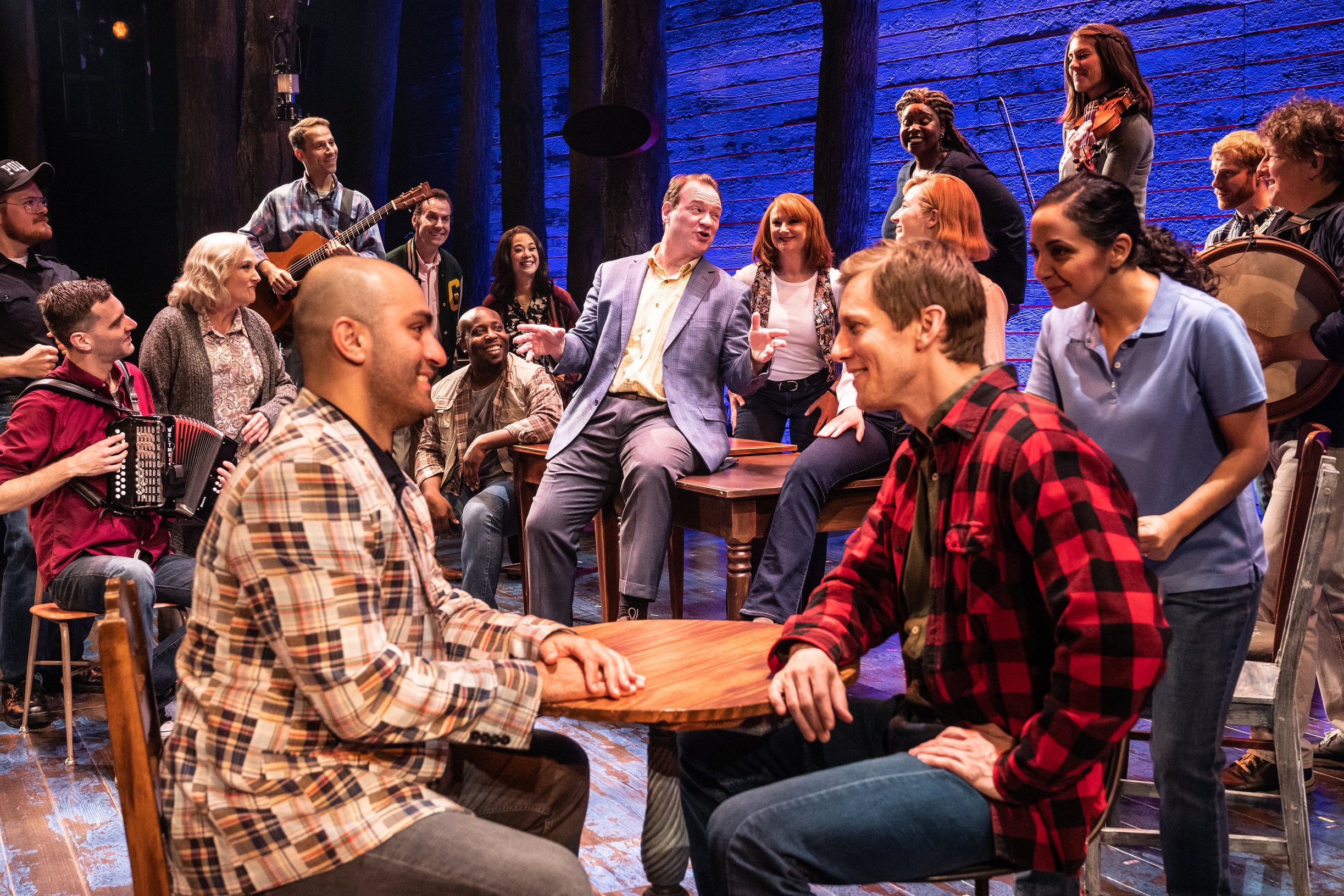The North American tour of 'Come From Away' plays at the Kennedy Center's Eisenhower Theater through January 5, 2020. Photo by Matthew Murphy.