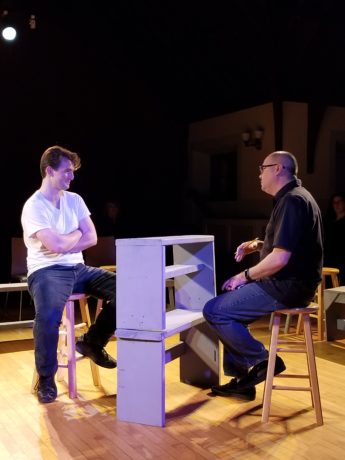 Matthew Butcher as Aaron McKinney and Ricardo Padilla as Greg Pierotti in Dark Horse Theatre Company's production of 'The Laramie Project: Ten Years Later.' Photo by Dark Horse Theatre Company.