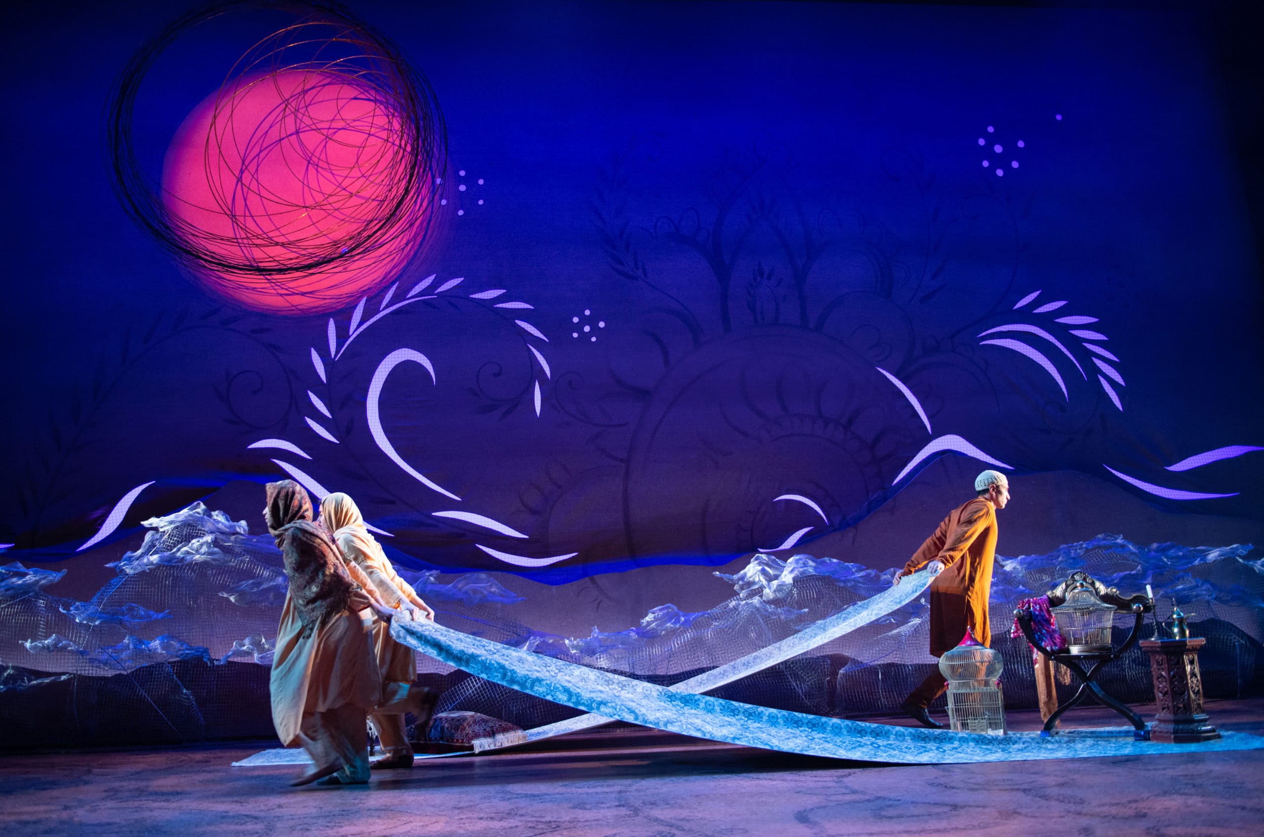 L-R: Nikita Tewani, Sarah Corey, and Antoine Yared in 'A Thousand Splendid Suns' at Arena Stage. Photo by Margot Schulman,
