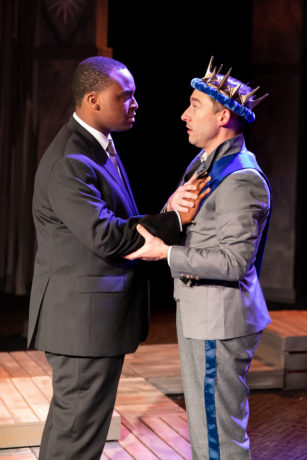 Duane Richards as Aumerle and Gary DuBreuil as Richard II in Brave Spirits Theatre's 'Richard the Second.' Photo by Claire Kimball.