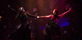 Irina Tsikurishvili as Phantom and Maryam Najafzada as Christine in 'Phantom of the Opera' at Synetic Theater. Photo by Johnny Shryock.