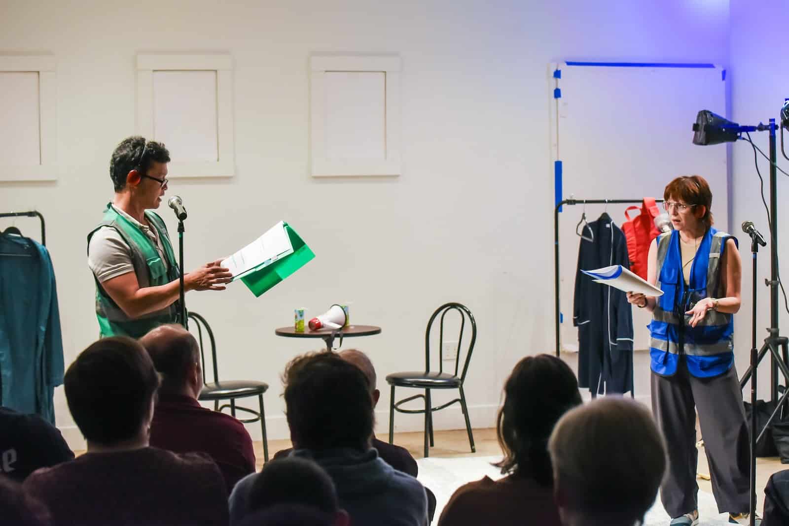 Jacob Yeh and Kimberly Gilbert in the production “Oedipus in Seattle.” Photo provided by Chad Dexter Kinsman.